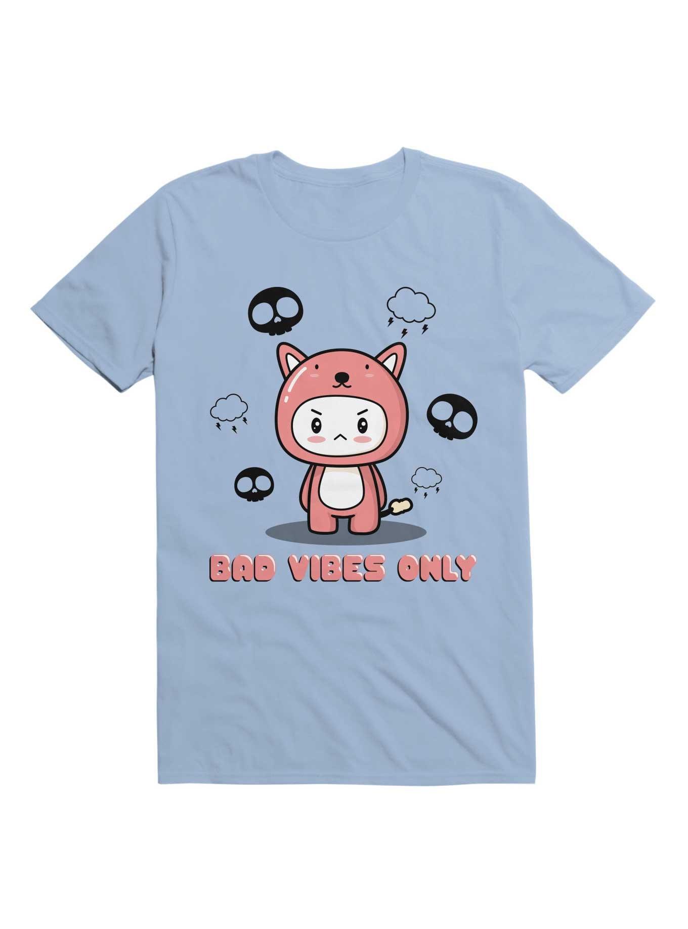 Kawaii Bad Vibes Only T-Shirt, LIGHT BLUE, hi-res