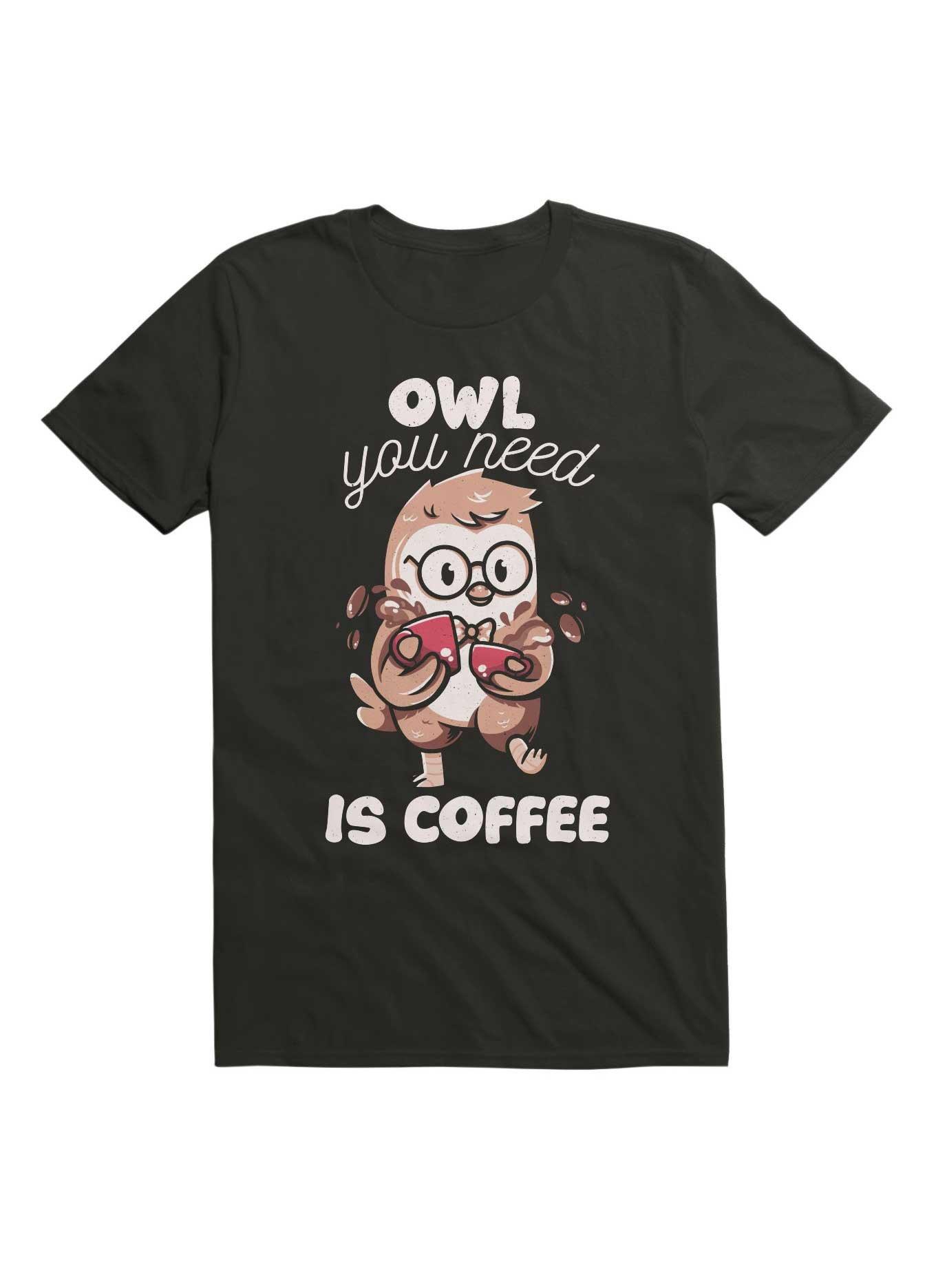 Kawaii Owl You Need Is Coffee T-Shirt, , hi-res