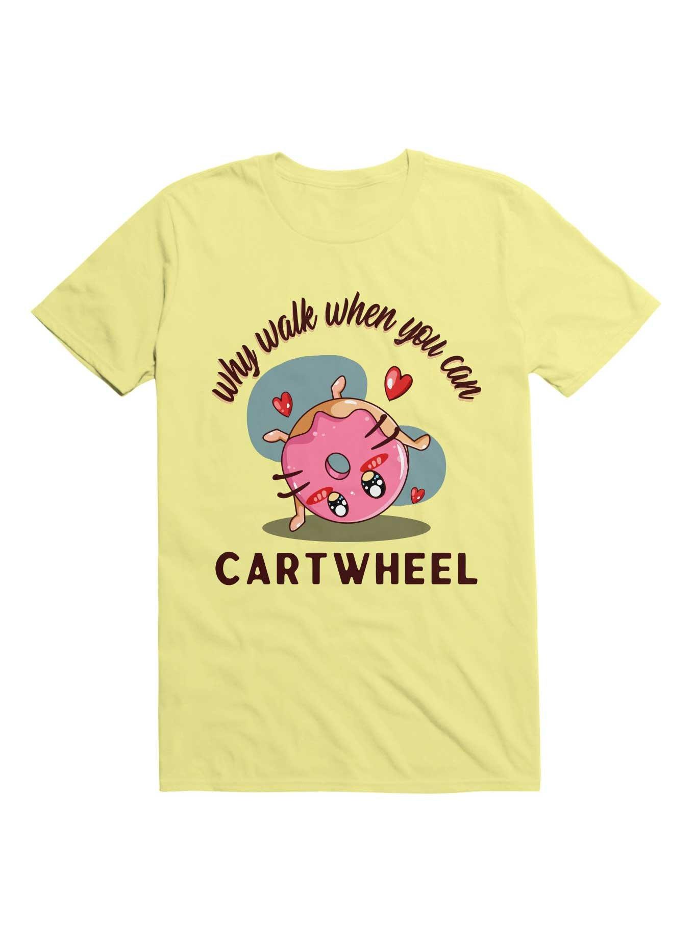 Kawaii Why Walk When You Can Cartwheel T-Shirt, CORN SILK, hi-res