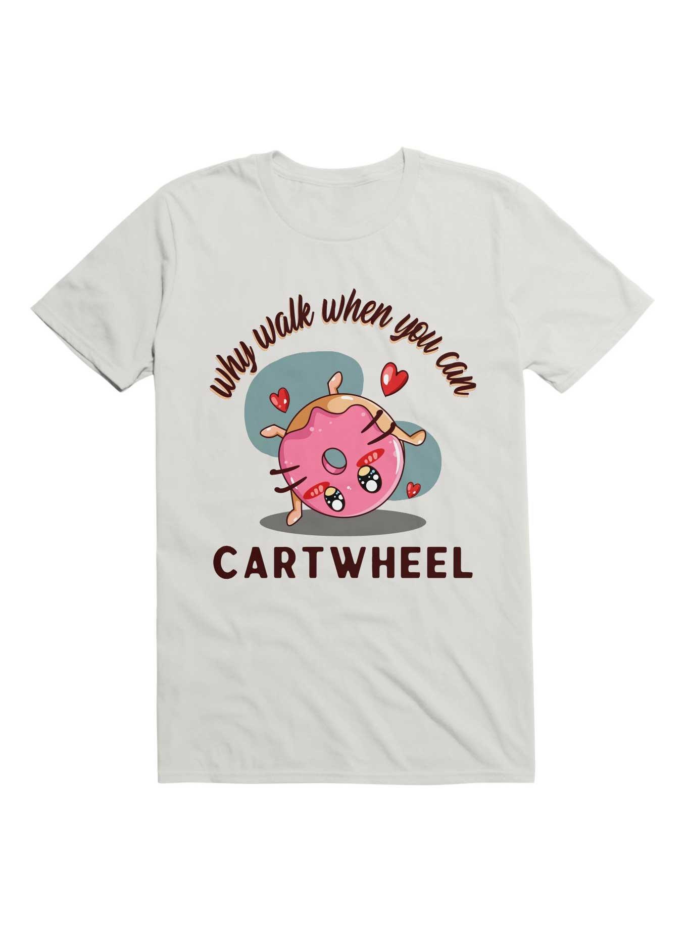 Kawaii Why Walk When You Can Cartwheel T-Shirt, WHITE, hi-res
