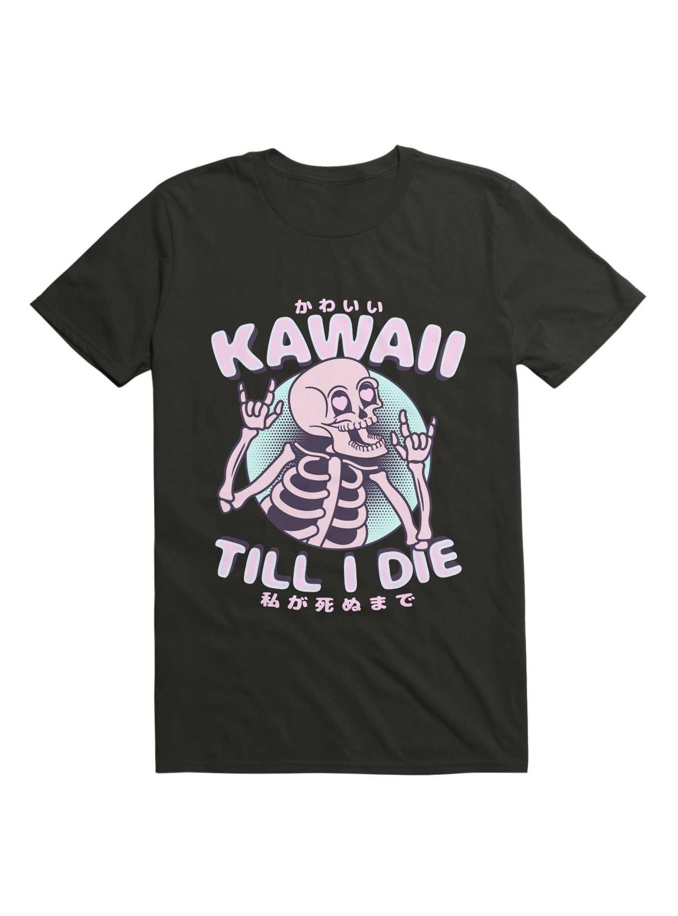 Kawaii Till I Die Cute Skeleton T-Shirt, BLACK, hi-res