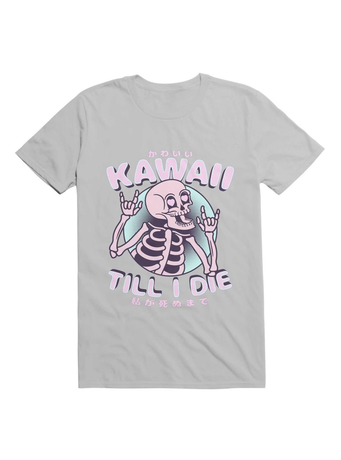 Kawaii Till I Die Cute Skeleton T-Shirt, ICE GREY, hi-res