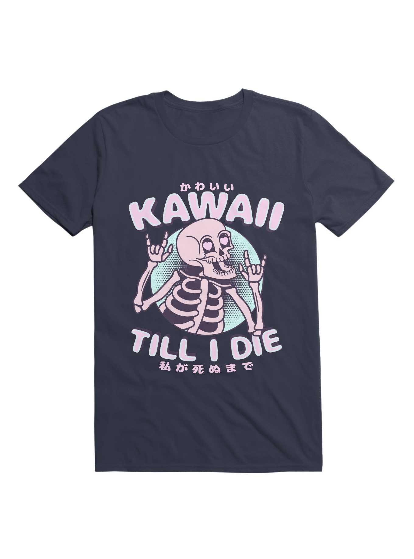Kawaii Till I Die Cute Skeleton T-Shirt, NAVY, hi-res