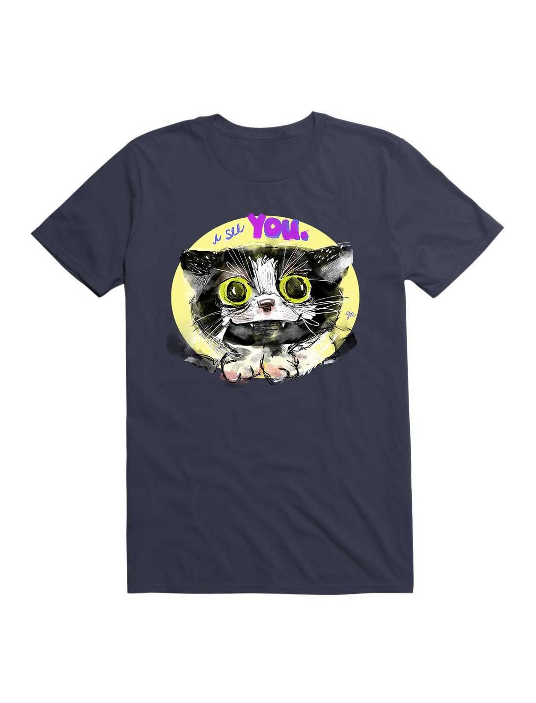 Kawaii Creepy Cute Kitty Cat KawaiI See You. T-Shirt, , hi-res