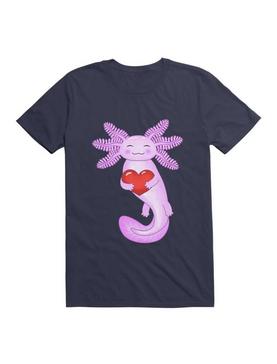 Kawaii Purple Axolotl Holding A Red Heart T-Shirt, , hi-res