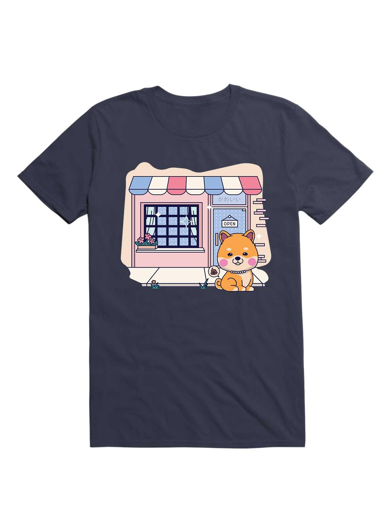 Kawaii Doggo Restaurant Cute Shiba Inu T-Shirt, NAVY, hi-res