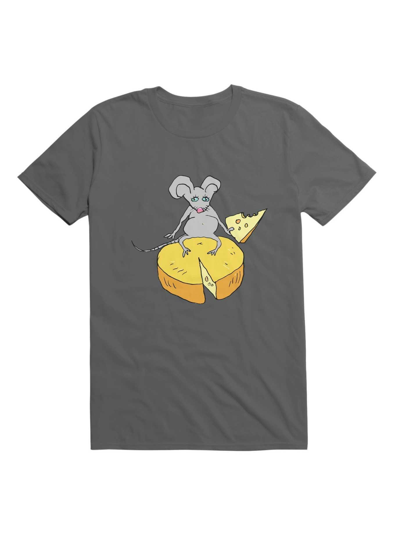 Kawaii Funny Mouse With Cheese T-Shirt, CHARCOAL, hi-res view 1