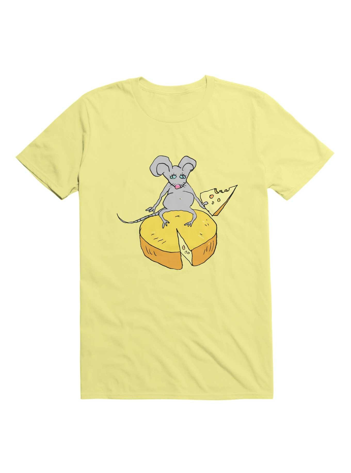 Kawaii Funny Mouse With Cheese T-Shirt, CORN SILK, hi-res view 1