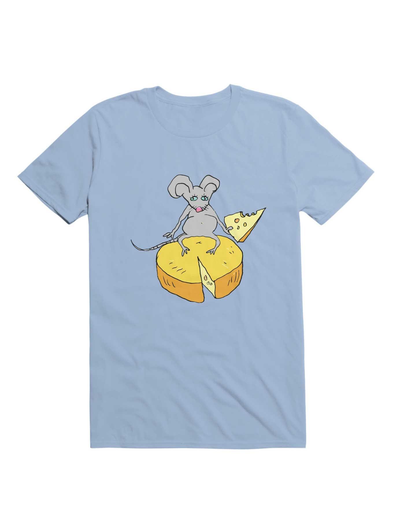 Kawaii Funny Mouse With Cheese T-Shirt, LIGHT BLUE, hi-res