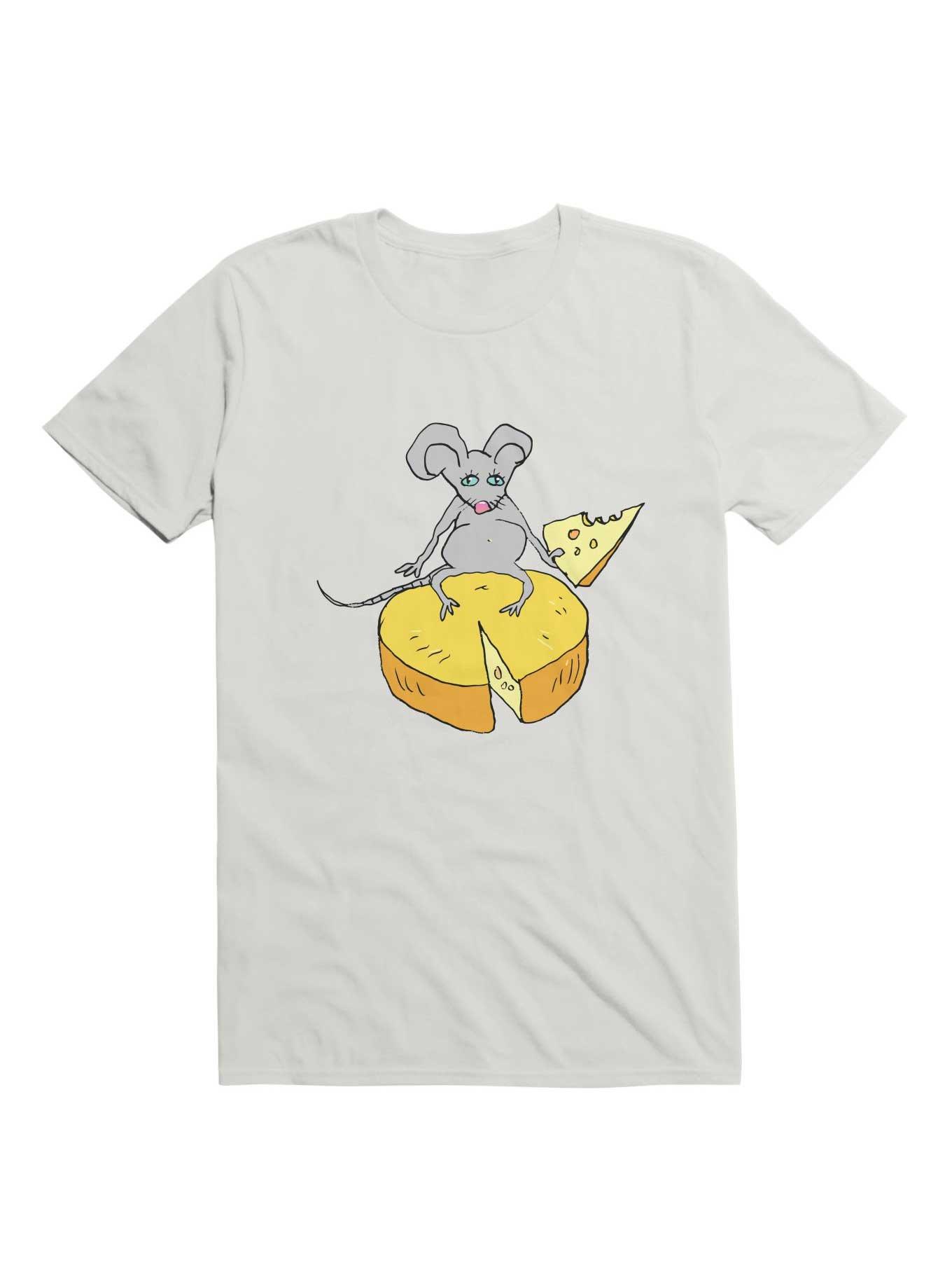Kawaii Funny Mouse With Cheese T-Shirt, WHITE, hi-res view 1