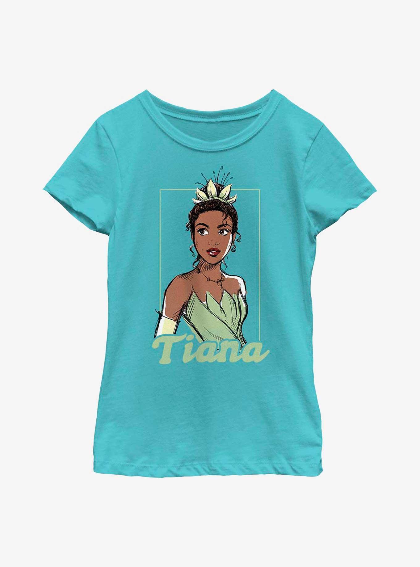 Disney The Princess And The Frog Tiana Sketched Youth Girls T-Shirt, TAHI BLUE, hi-res