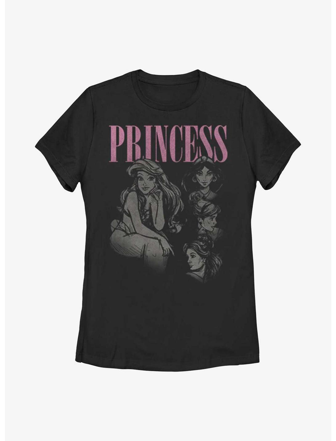 Disney Princesses Retro Portrait Womens T-Shirt, BLACK, hi-res