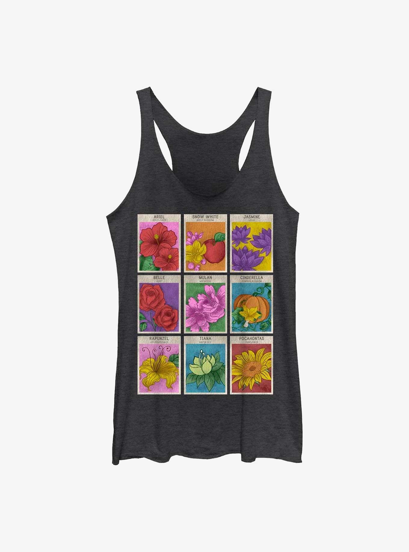 Disney Princesses Flower Seeds Womens Tank Top, BLK HTR, hi-res