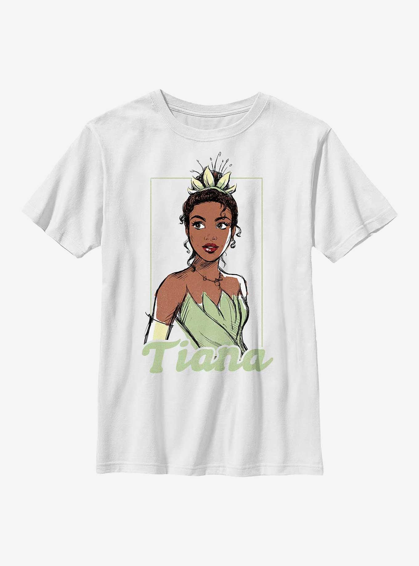 Disney The Princess And The Frog Tiana Sketched Youth T-Shirt, WHITE, hi-res