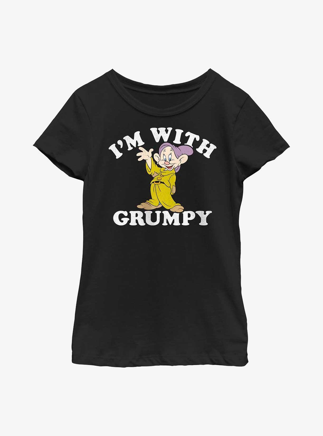 Disney Snow White & The Seven Dwarfs With Grumpy Youth Girls T-Shirt, BLACK, hi-res