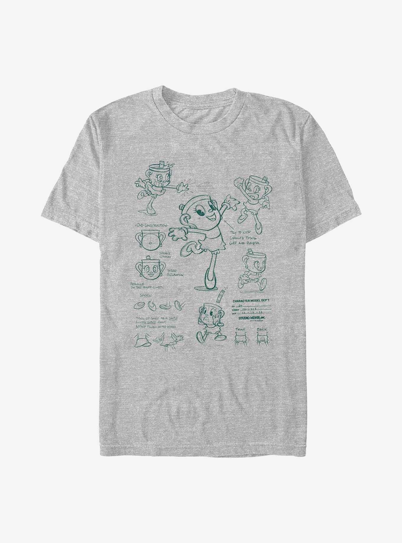 Cuphead: The Delicious Last Course Ms. Chalice Sketch T-Shirt, ATH HTR, hi-res
