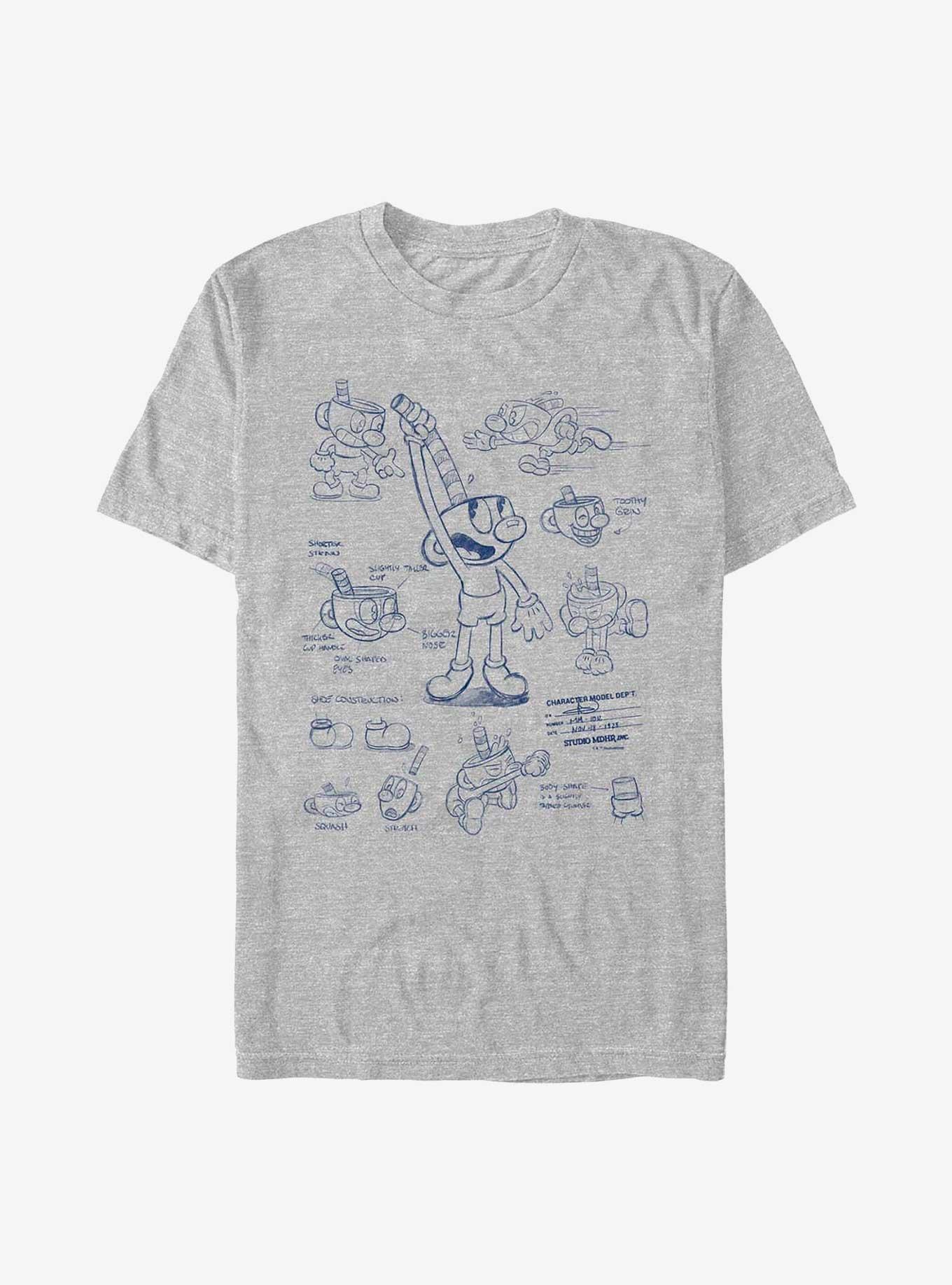 Cuphead: The Delicious Last Course Mugman Sketch T-Shirt, ATH HTR, hi-res