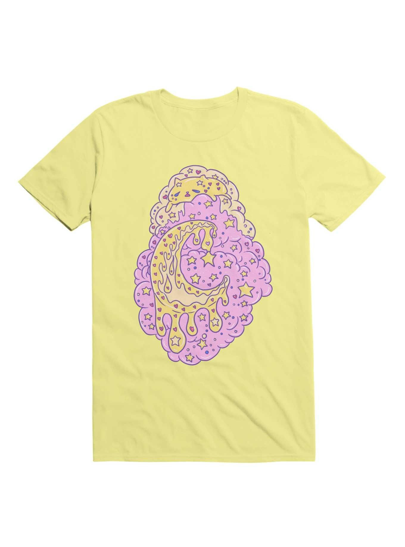 Kawaii Custard Cat Melting On A Cloud T-Shirt, , hi-res