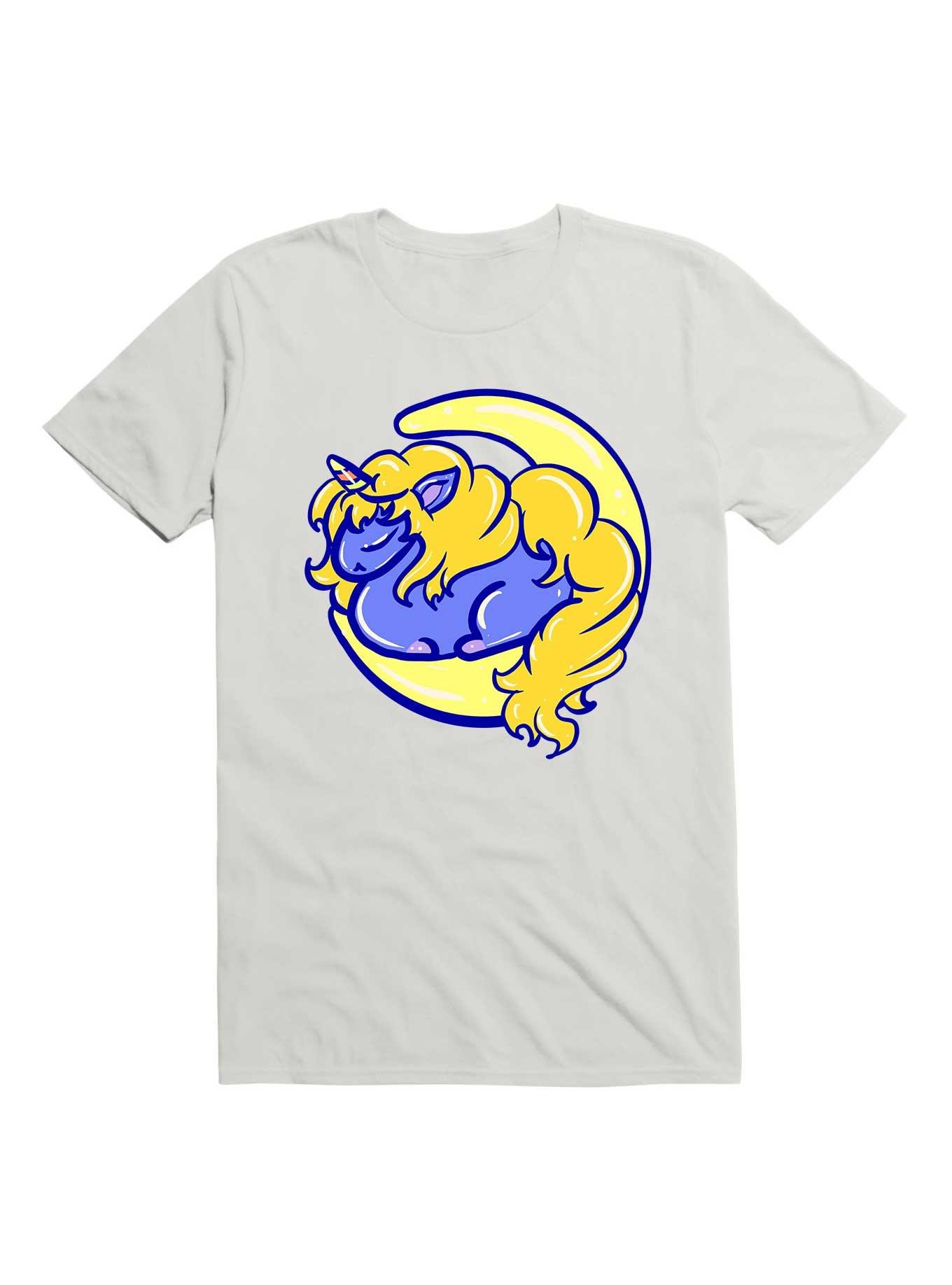 Kawaii Sleepytime Unicorn On The Moon T-Shirt, , hi-res