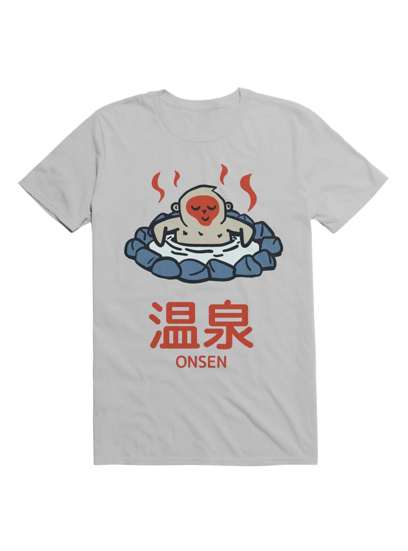 Kawaii Snow Monkey Relaxing In Onsen T-Shirt, ICE GREY, hi-res view 1