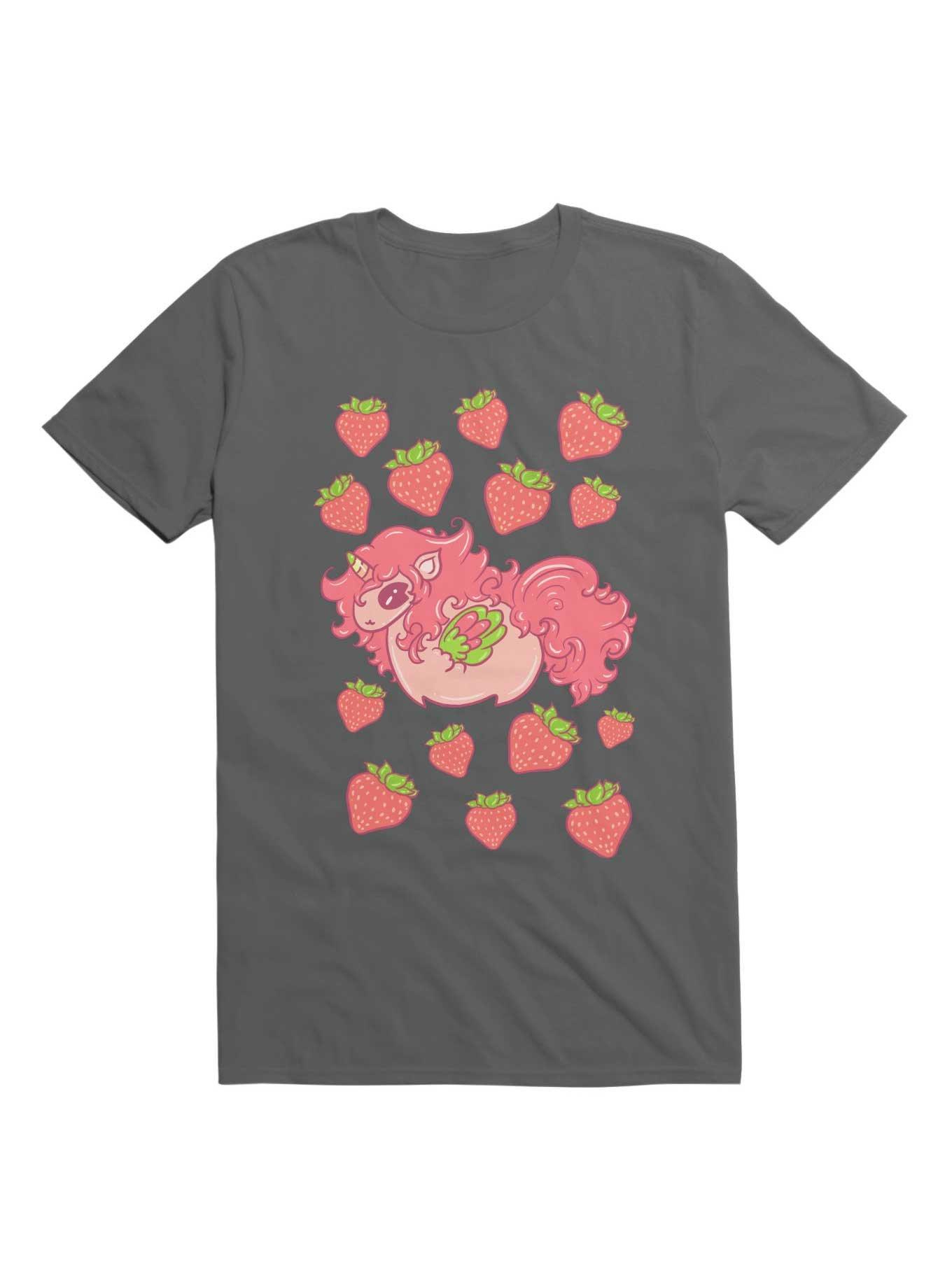Kawaii Strawberry Unicorn With Strawberries T-Shirt, , hi-res