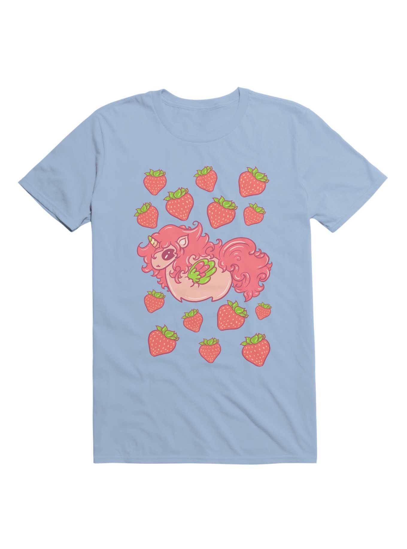 Kawaii Strawberry Unicorn With Strawberries T-Shirt, , hi-res