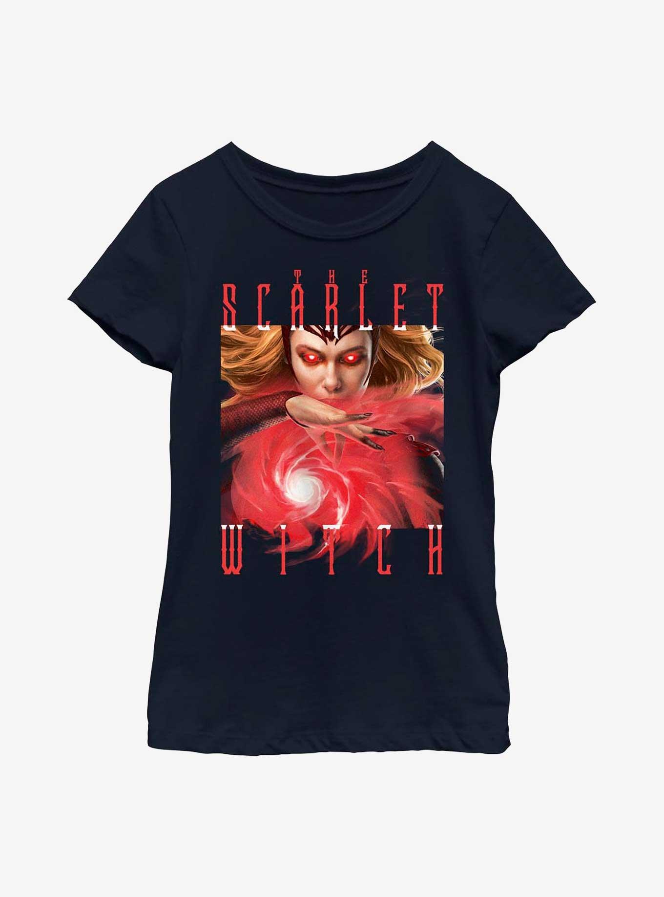 Marvel Doctor Strange In The Multiverse Of Madness The Scarlet Witch Book Of The Damned Youth Girls T-Shirt, NAVY, hi-res