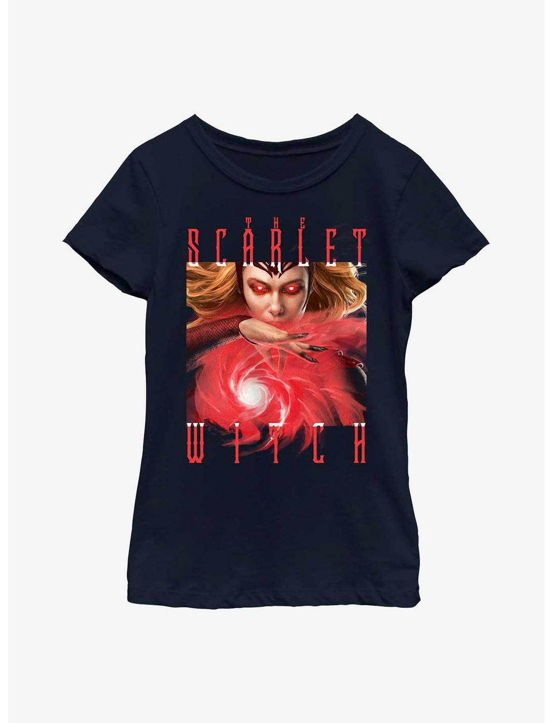 Marvel Doctor Strange In The Multiverse Of Madness The Scarlet Witch Book Of The Damned Youth Girls T-Shirt, NAVY, hi-res
