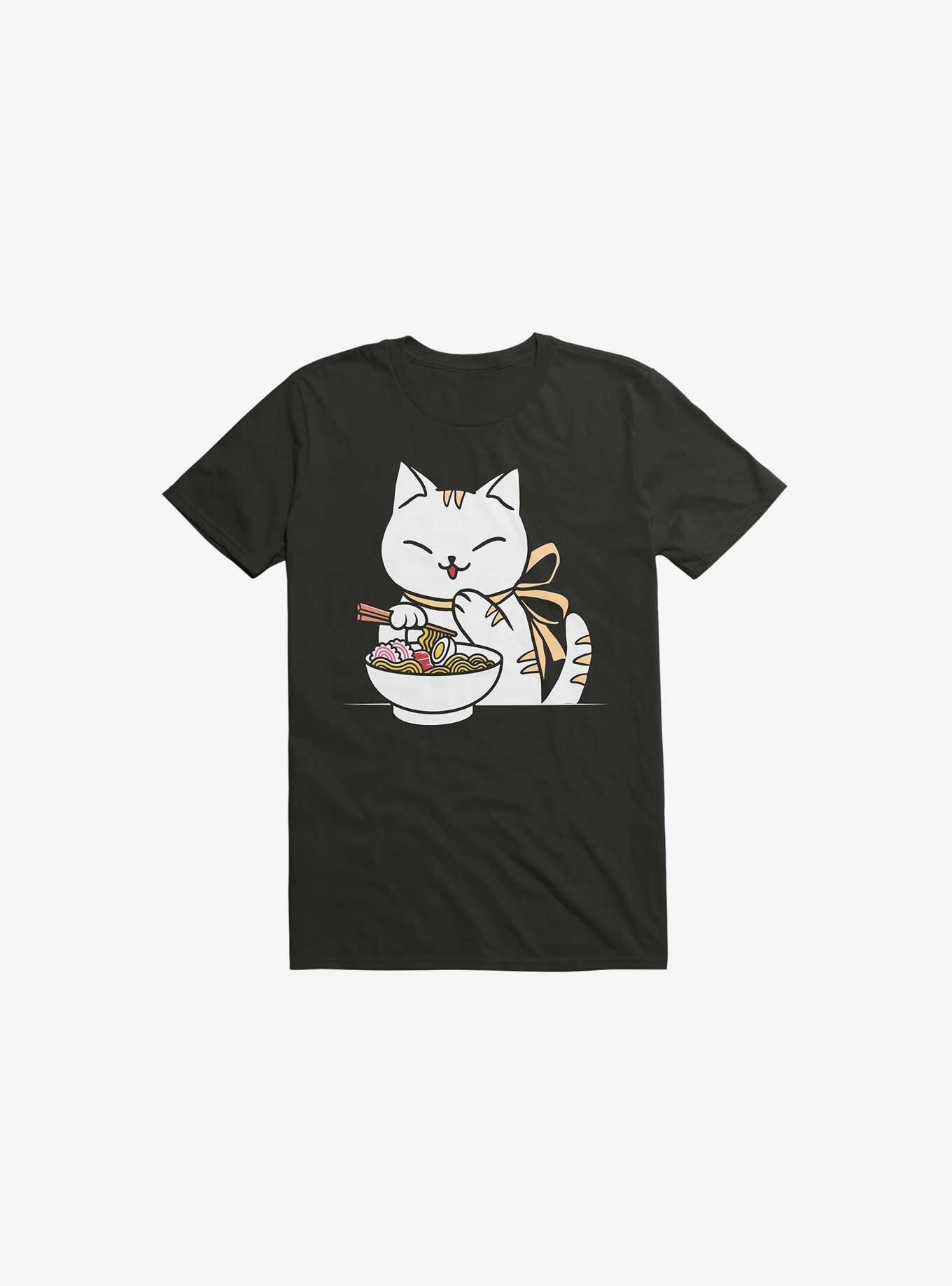 Kawaii Ramen Cat T-Shirt, BLACK, hi-res