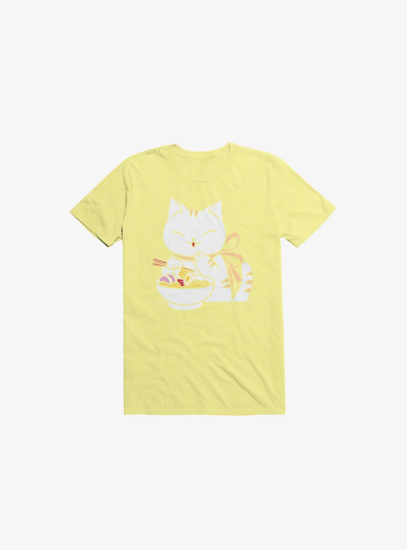 Kawaii Ramen Cat T-Shirt, YELLOW, hi-res