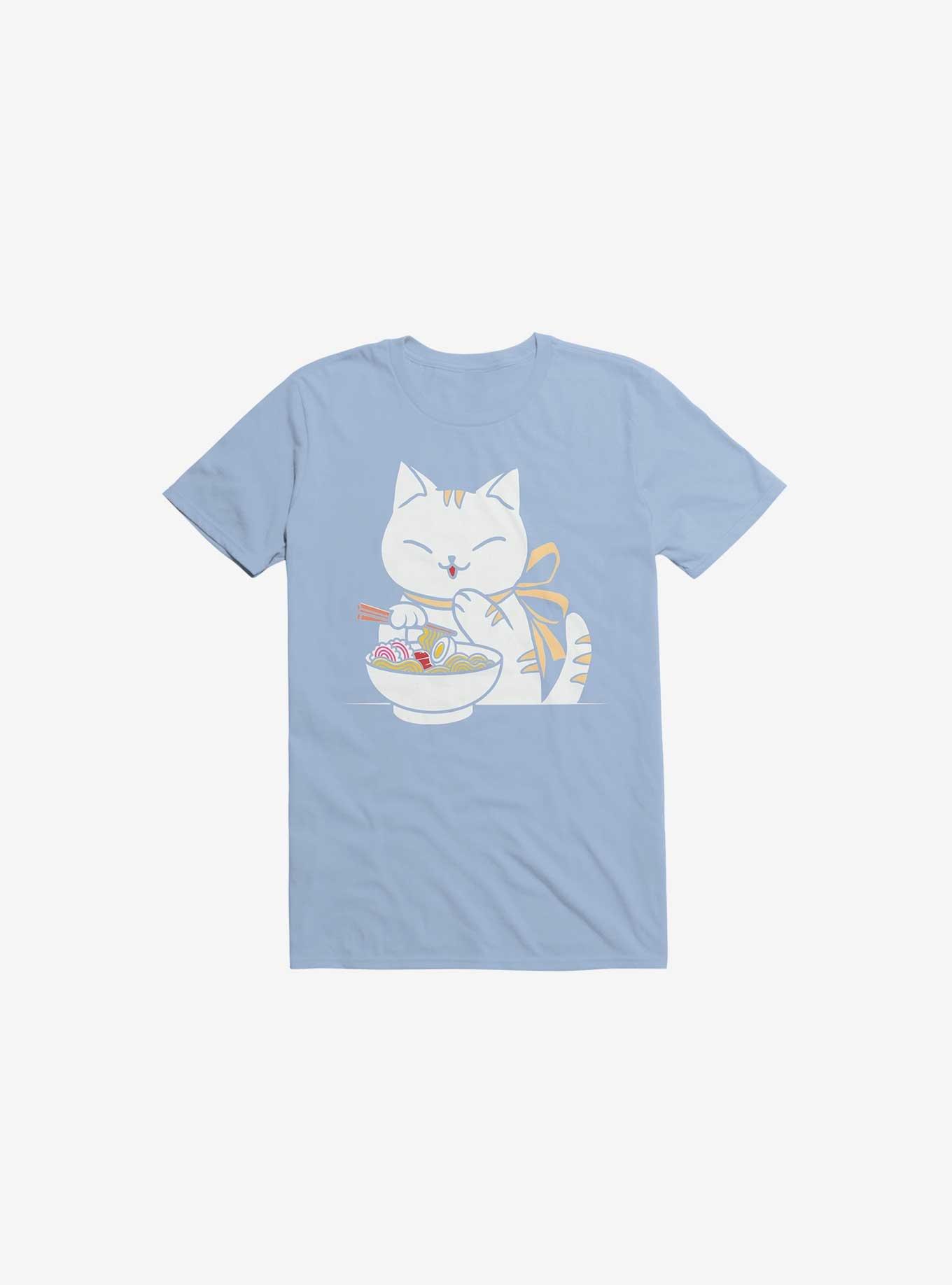 Kawaii Ramen Cat T-Shirt, LIGHT BLUE, hi-res