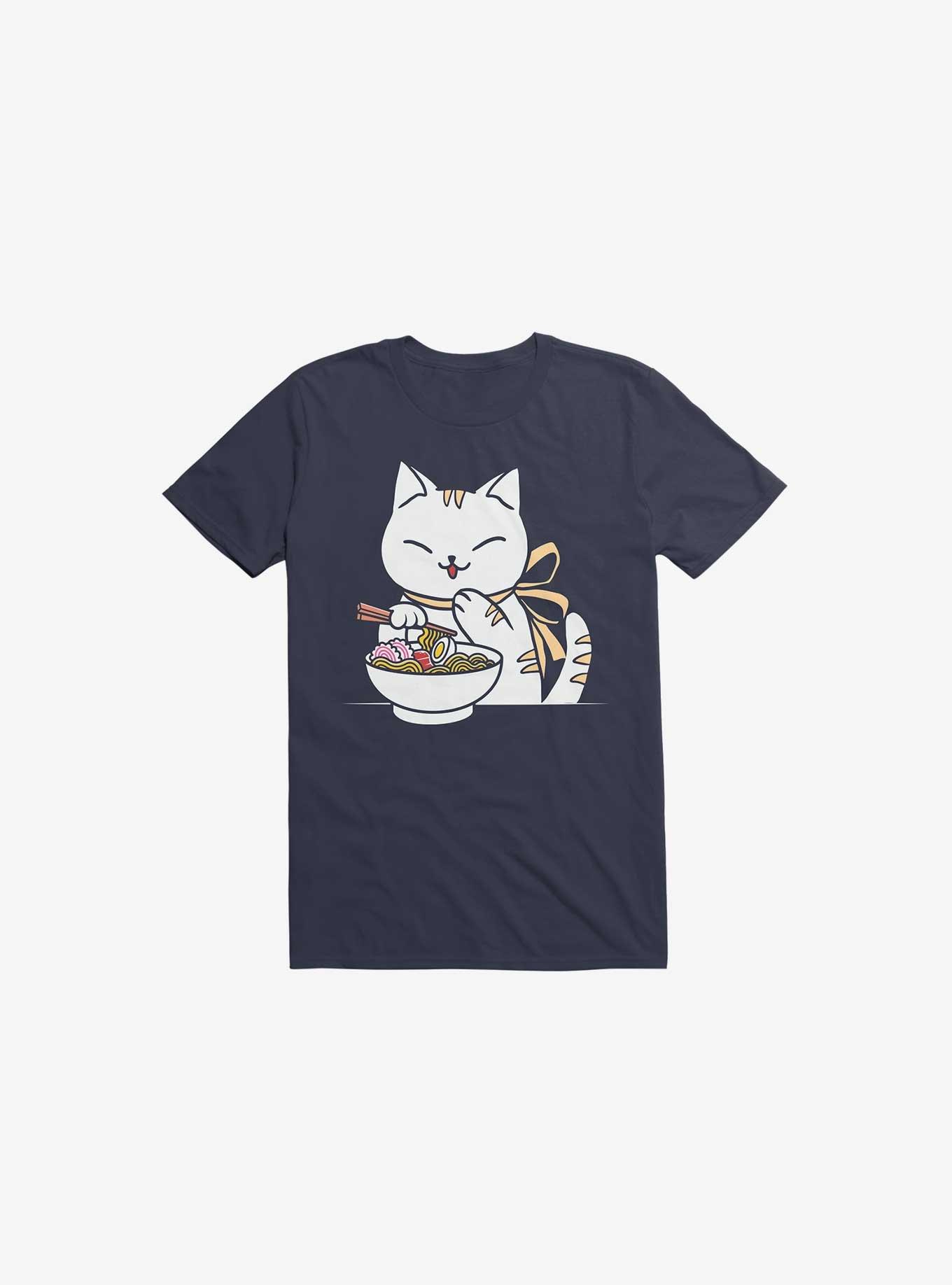Kawaii Ramen Cat T-Shirt, NAVY, hi-res