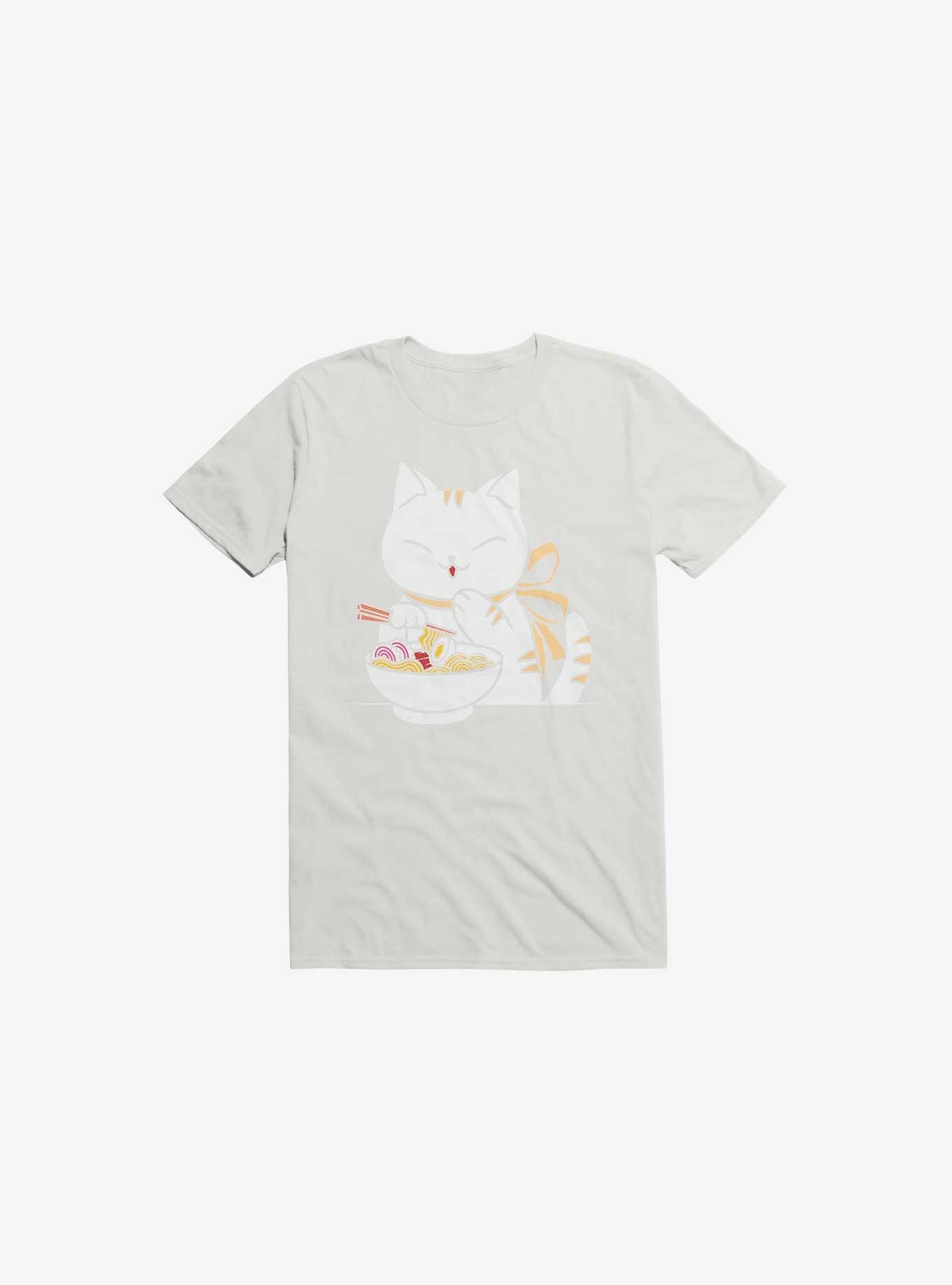 Kawaii Ramen Cat T-Shirt, WHITE, hi-res