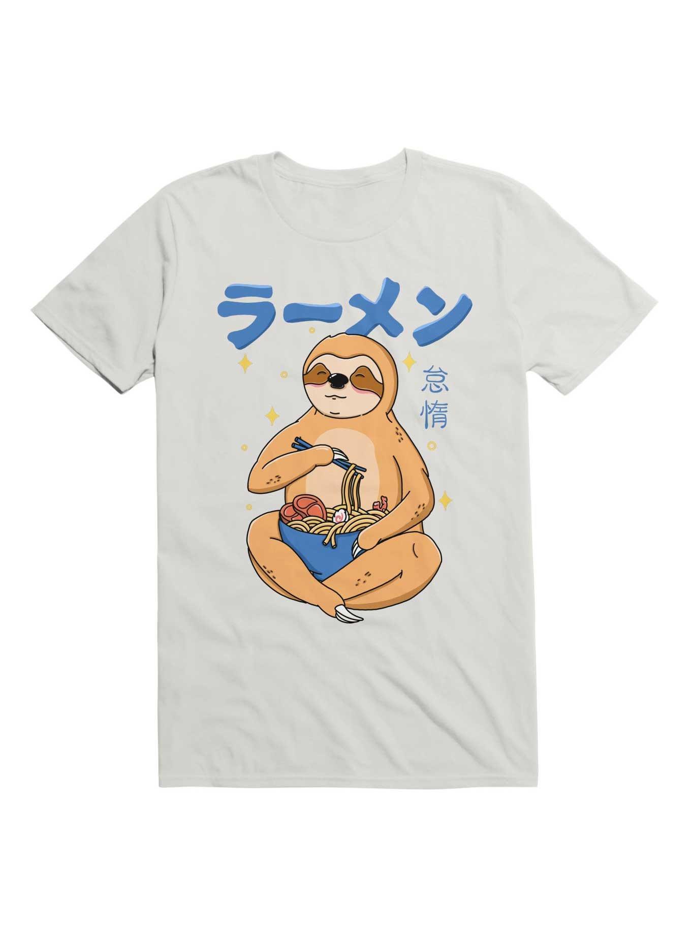 Kawaii Sloth Ramen T-Shirt, WHITE, hi-res