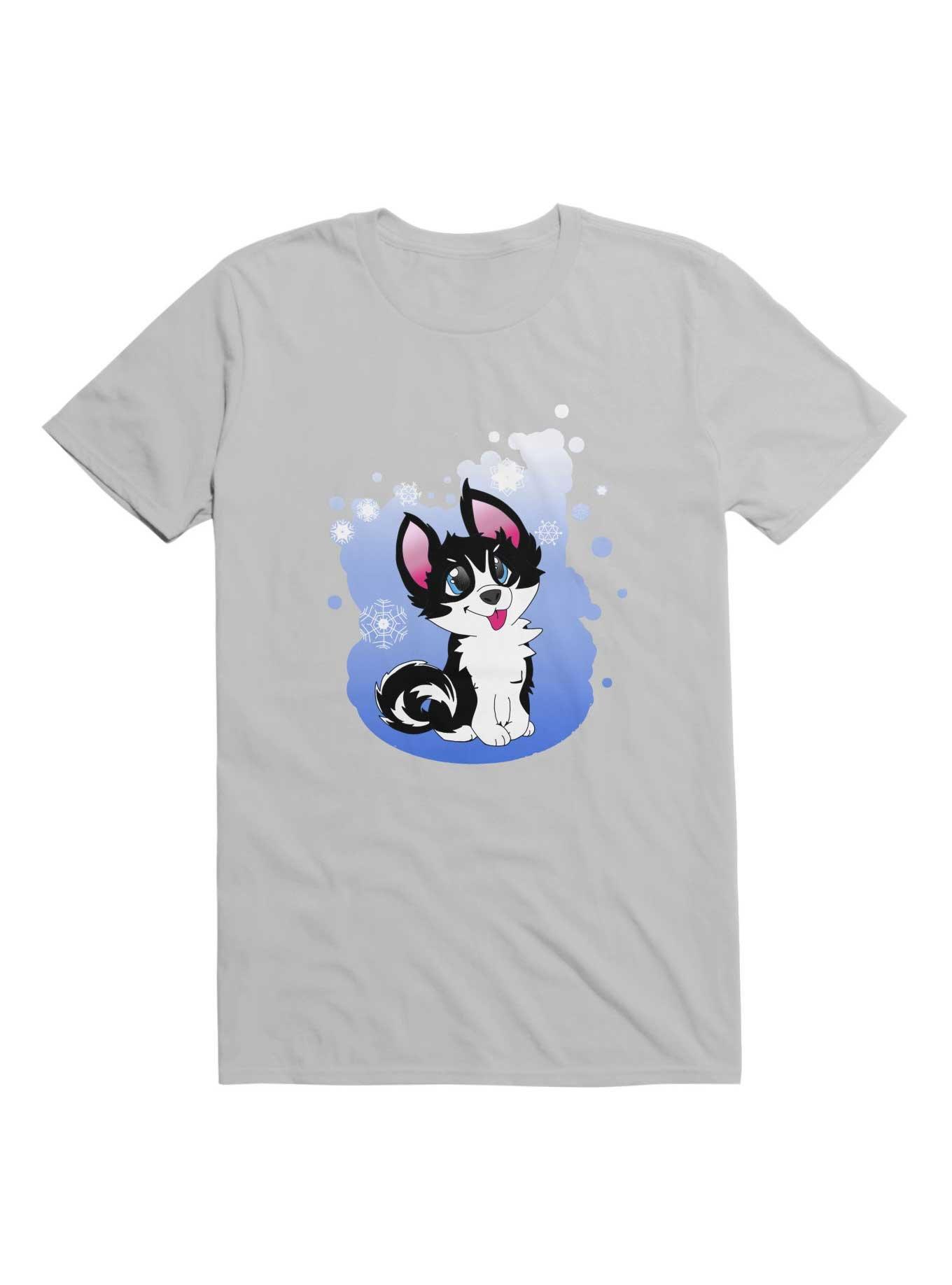 Kawaii Snow Husky T-Shirt, ICE GREY, hi-res