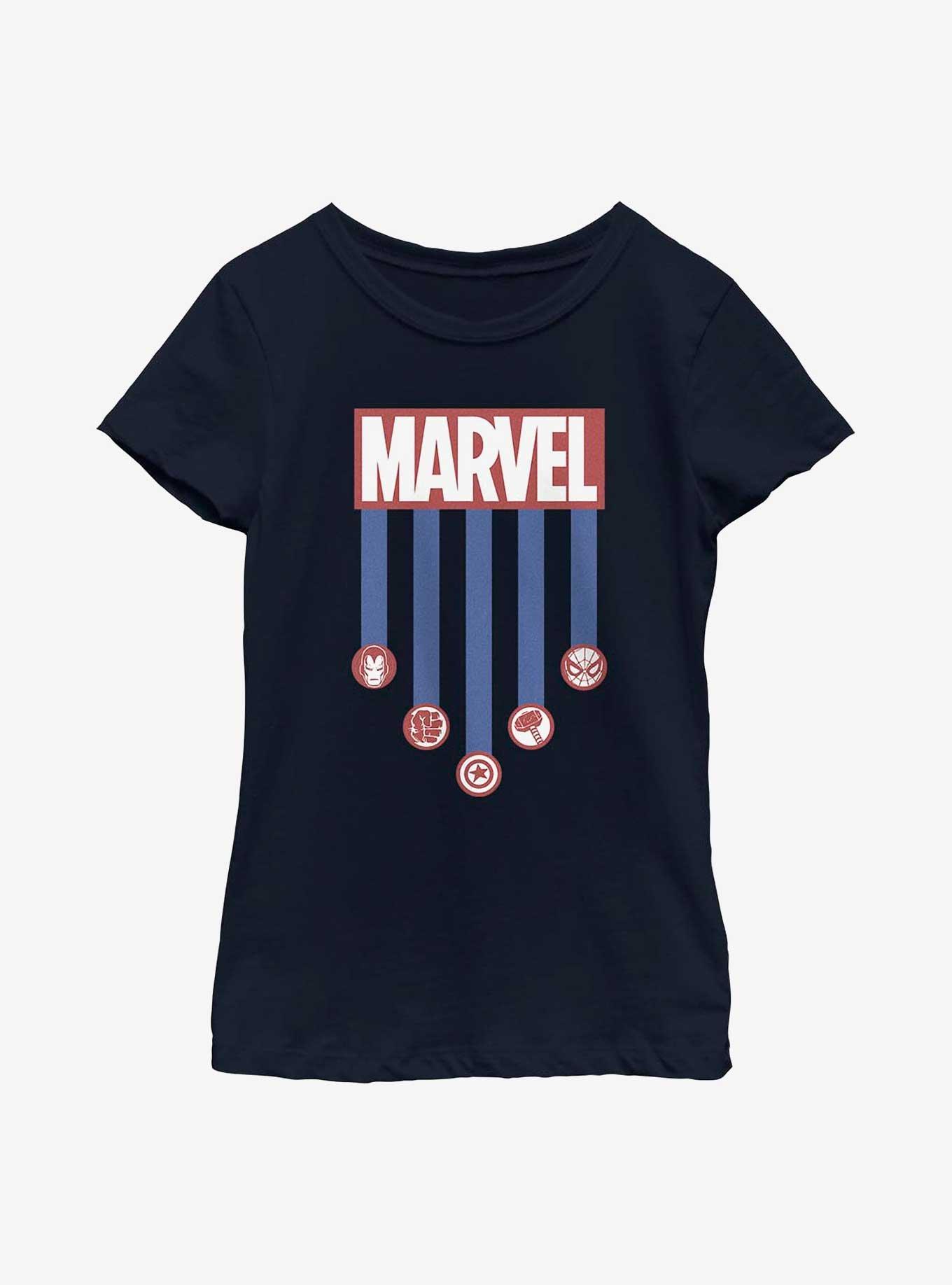 Marvel Americana Stripes Youth Girls T-Shirt, , hi-res