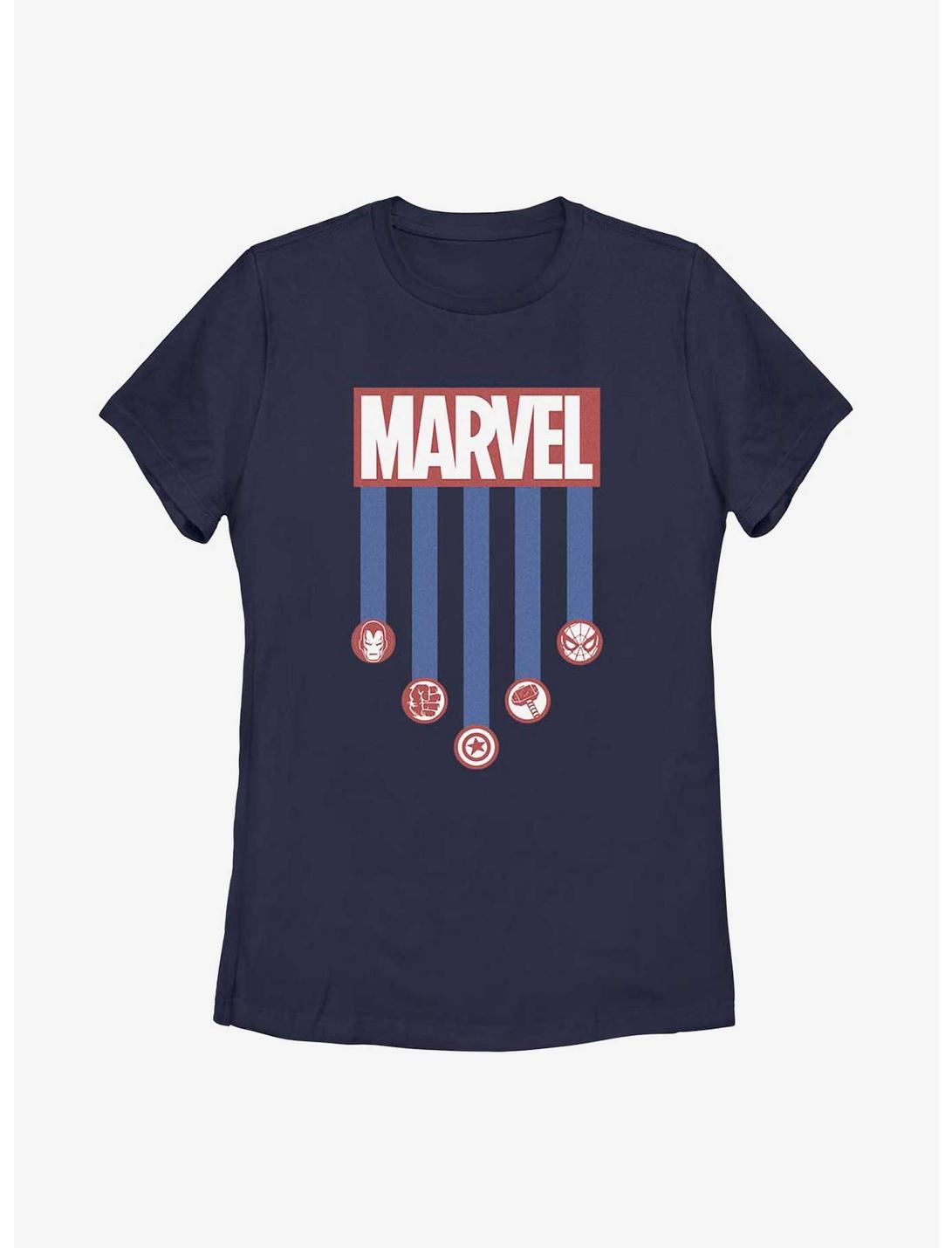 Marvel Americana Stripes Womens T-Shirt, NAVY, hi-res