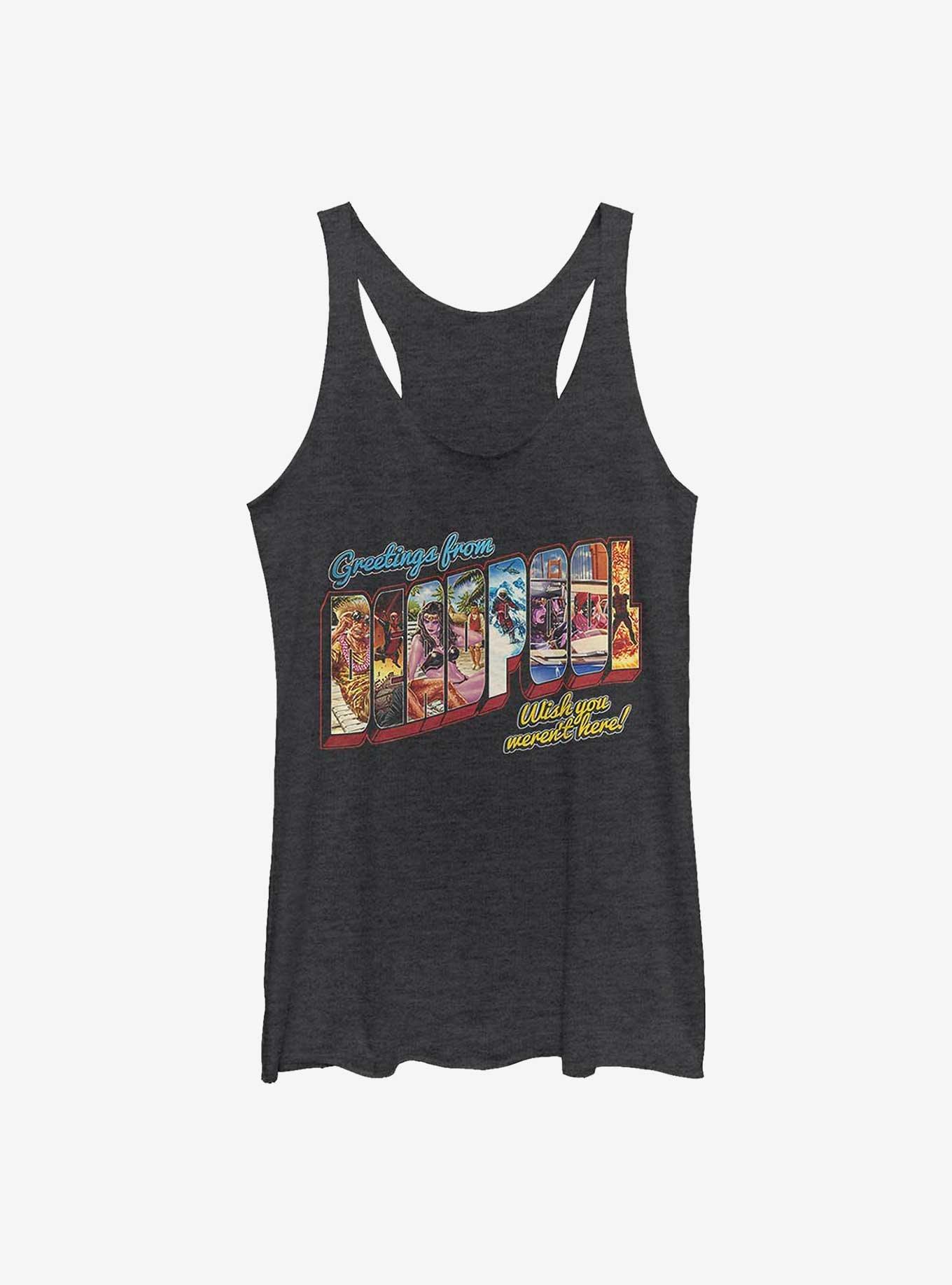 Marvel Deadpool Greetings Womens Tank Top, BLK HTR, hi-res