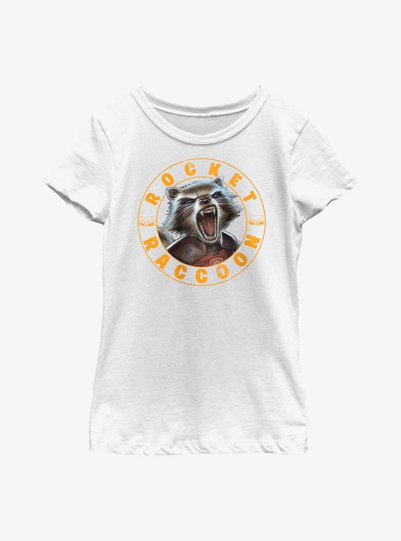 Marvel Guardians Of The Galaxy Rocket Raccoon Stamp Youth Girls T-Shirt, , hi-res