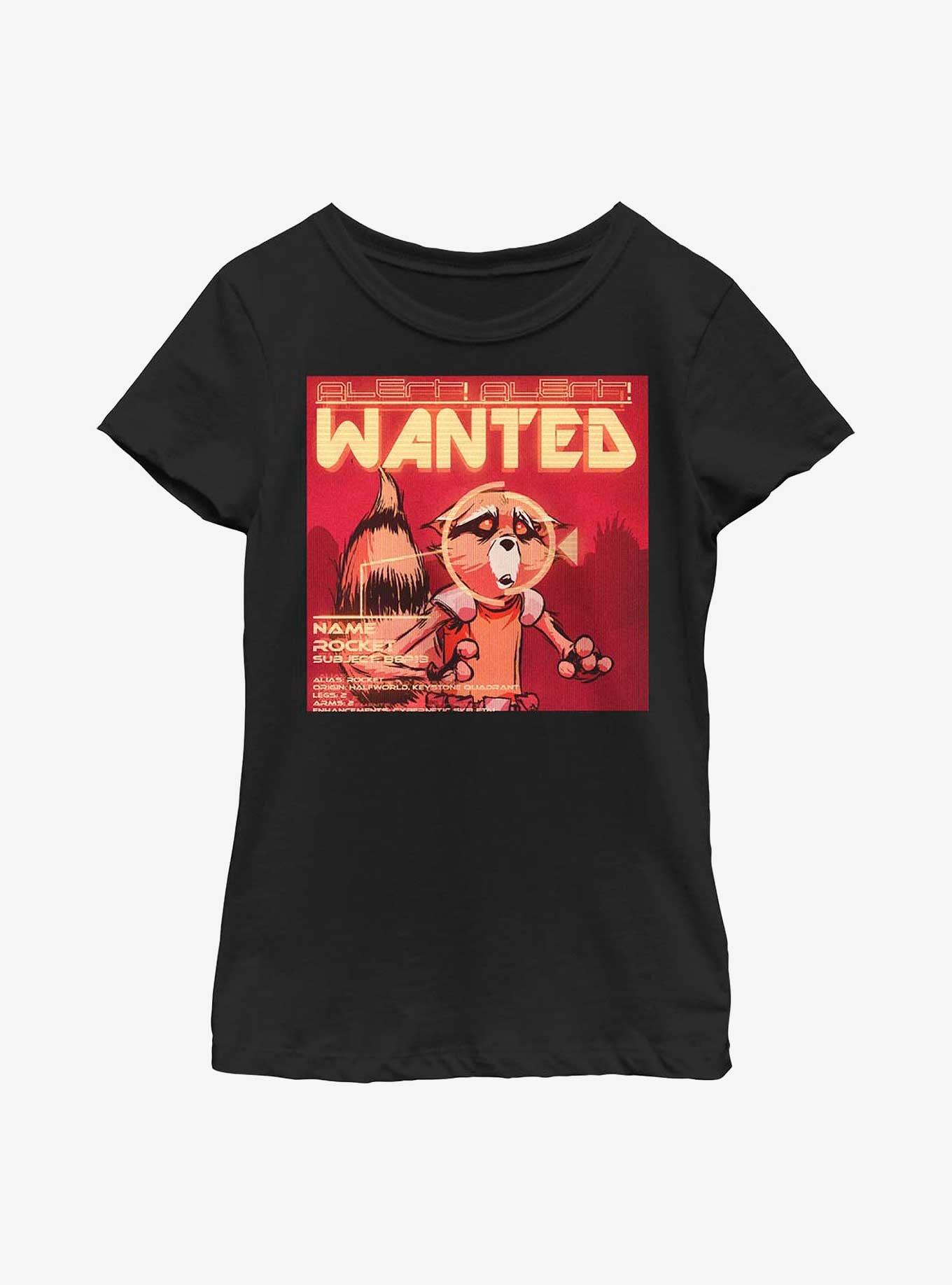 Marvel Guardians Of The Galaxy Wanted Rocket Raccoon Youth Girls T-Shirt, , hi-res