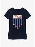 Marvel Americana Stripes Youth Girls T-Shirt, NAVY, hi-res