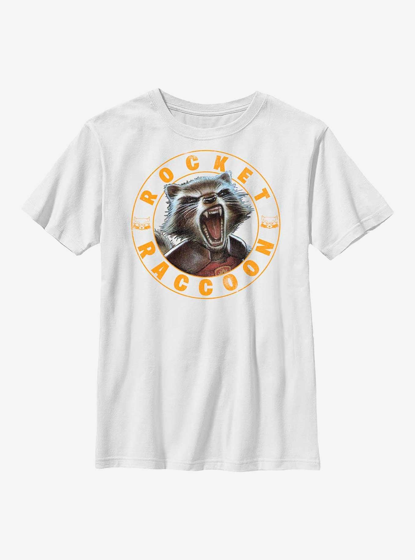Marvel Guardians Of The Galaxy Rocket Raccoon Stamp Youth T-Shirt, WHITE, hi-res