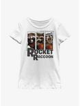 Marvel Guardians Of The Galaxy Rocket Raccoon Panels Youth Girls T-Shirt, WHITE, hi-res