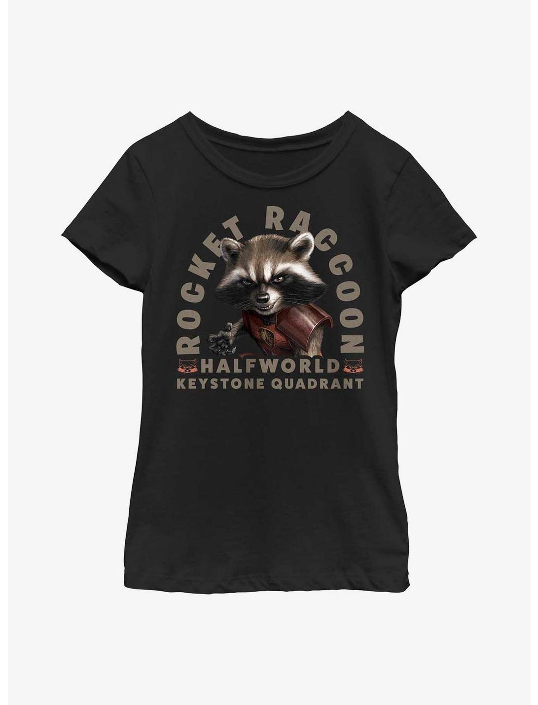 Marvel Guardians Of The Galaxy Tombstone Rocket Raccoon Youth Girls T-Shirt, BLACK, hi-res