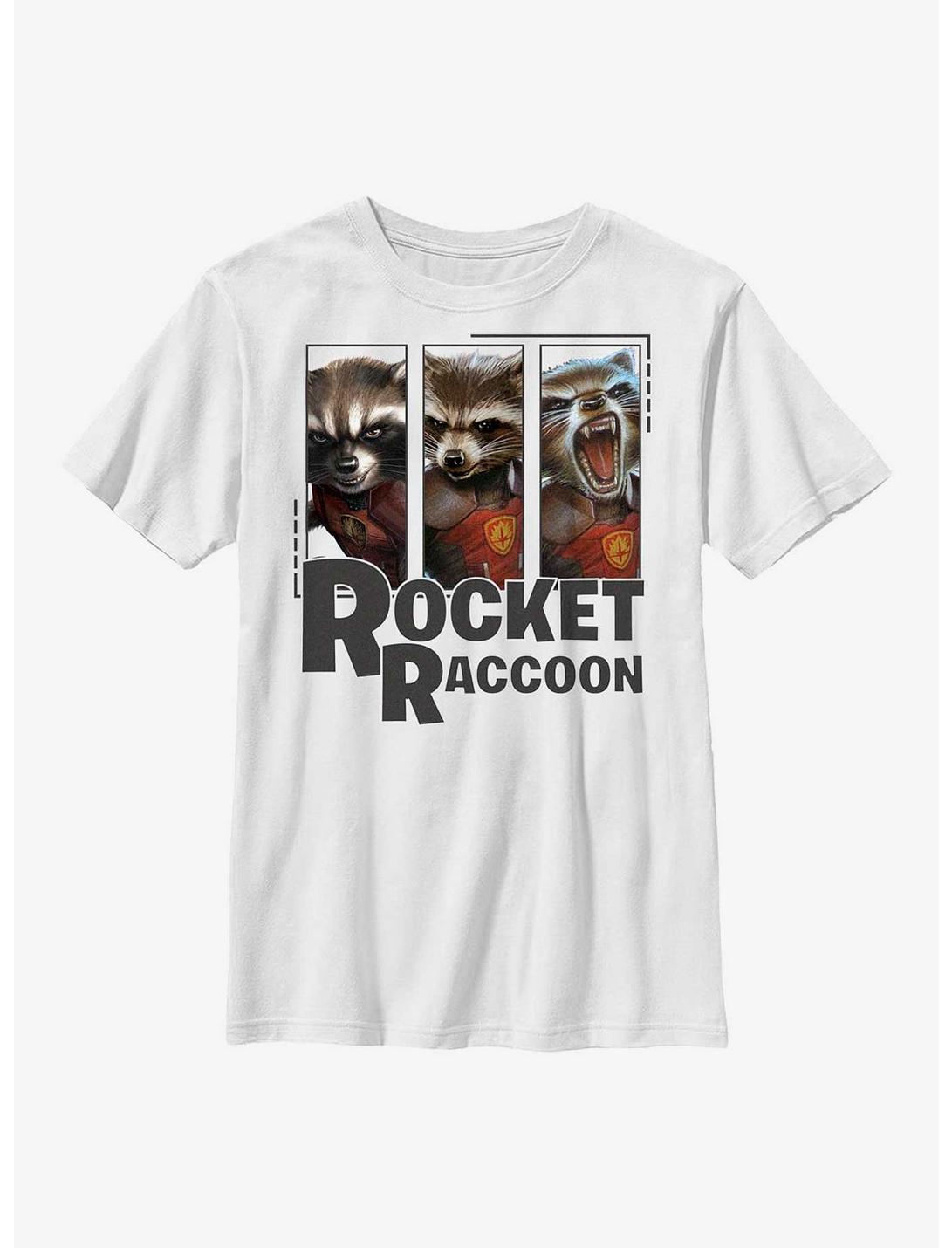 Marvel Guardians Of The Galaxy Rocket Raccoon Panels Youth T-Shirt, WHITE, hi-res