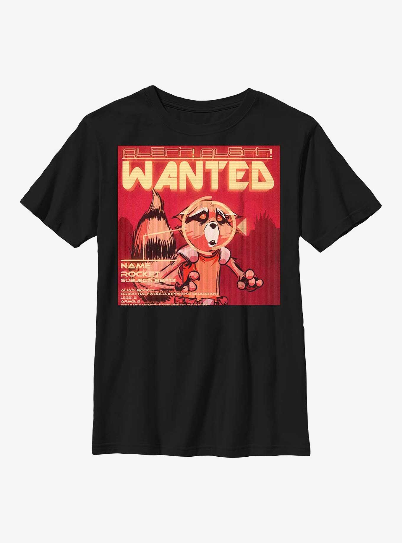 Marvel Guardians Of The Galaxy Wanted Rocket Raccoon Youth T-Shirt, , hi-res