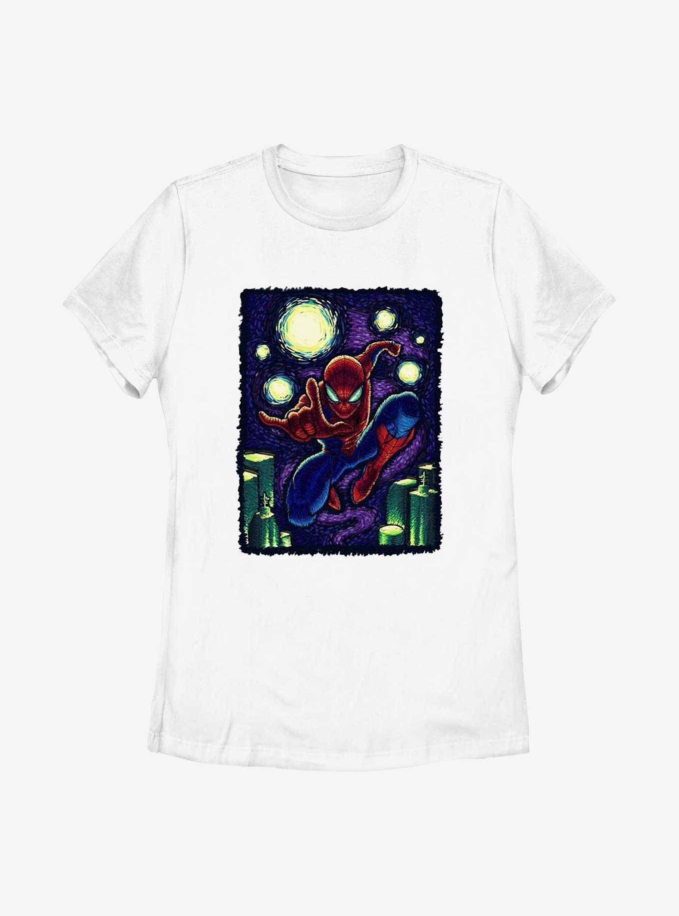 Marvel Spider-Man Starry New York Womens T-Shirt, WHITE, hi-res