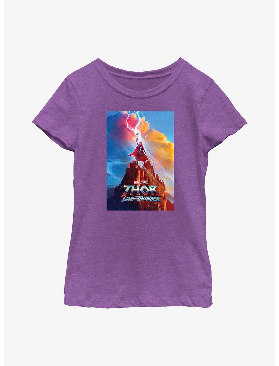 Marvel Thor: Love And Thunder Lady Thor Poster Youth Girls T-Shirt, PURPLE BERRY, hi-res