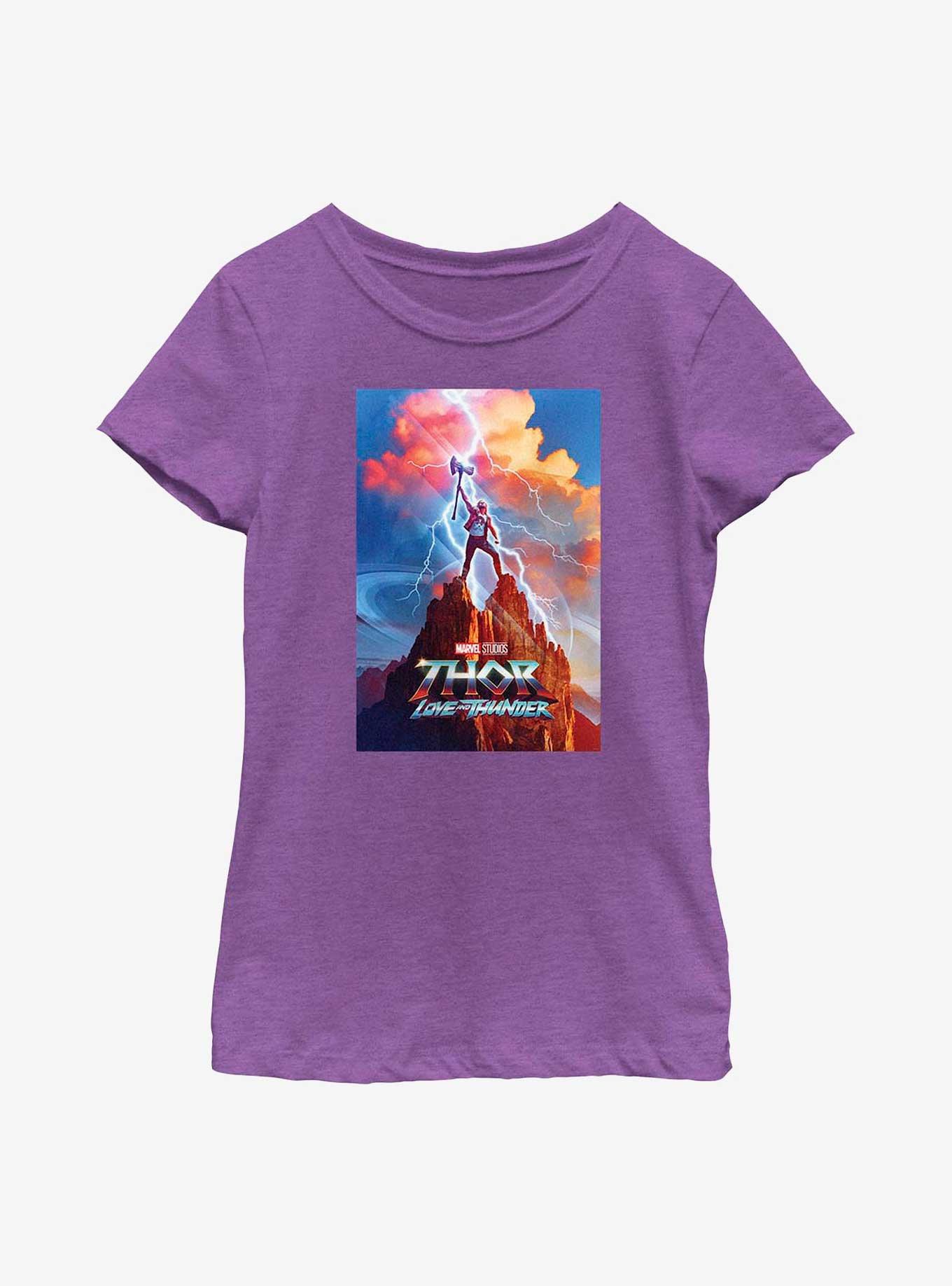 Marvel Thor: Love And Thunder Poster Youth Girls T-Shirt, PURPLE BERRY, hi-res