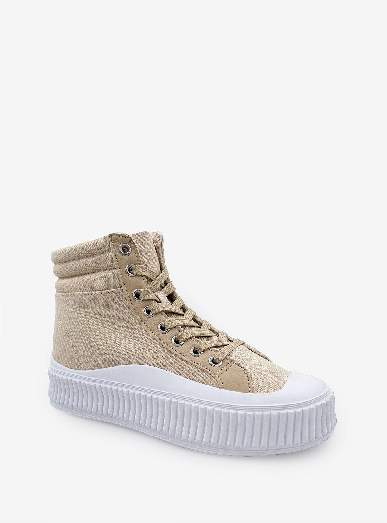 Gigi High Top Sneaker with Toe Cap on A Platform Khaki, KHAKI, hi-res